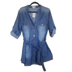 NWT Lightweight Chambray Button Down Tunic Top